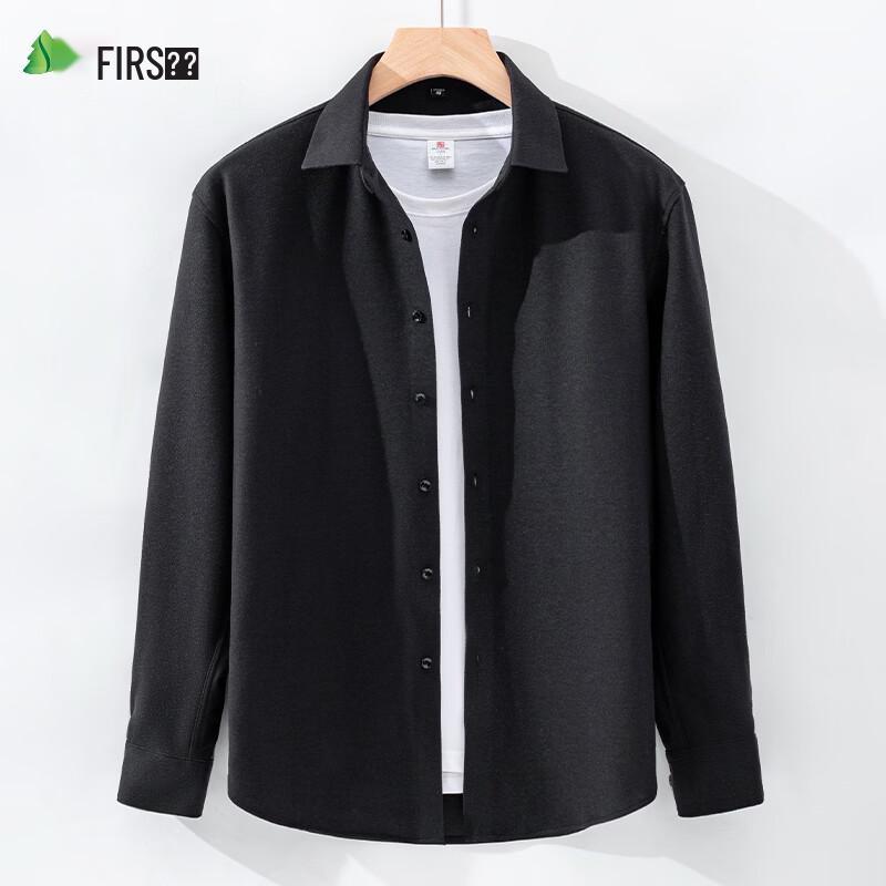 SHANSHAN Men's Wool-Blend Brushed Long-Sleeve Shirt