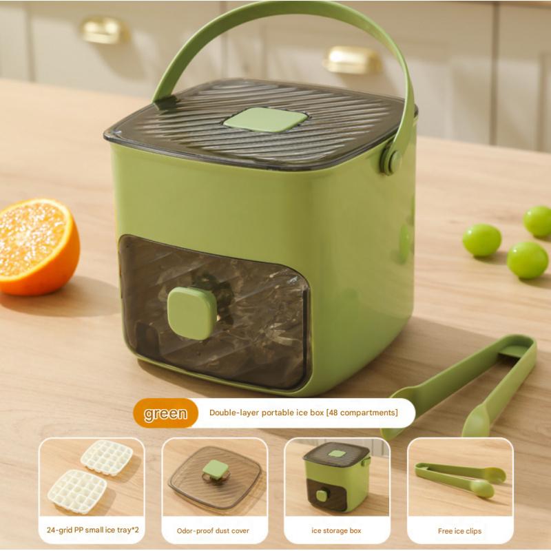 Ice Cube Tray Mold for Home Use, Large Silicone Ice Tray with Lid, Storage Box for Freezer, Ice Cream Freezing Tool Cold Kettle