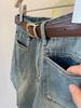 Women's 2023 High-Waist A-Line Denim Shorts with Double Pockets