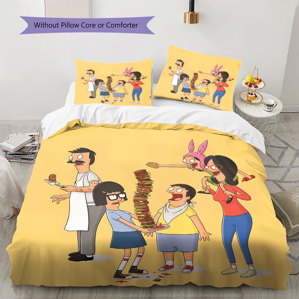 Bob's Burgers Pattern Bedding Quilt Set Home Decoration Gift (1 * Duvet Cover + 2 * Pillowcase Without Core)