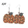 Autumn Pumpkin Earrings 1 Pair Fall Earrings, Acrylic Leopard Print Dangle Fashionable Harvest Jewelry Drop Statement Thanksgiving Halloween for Women
