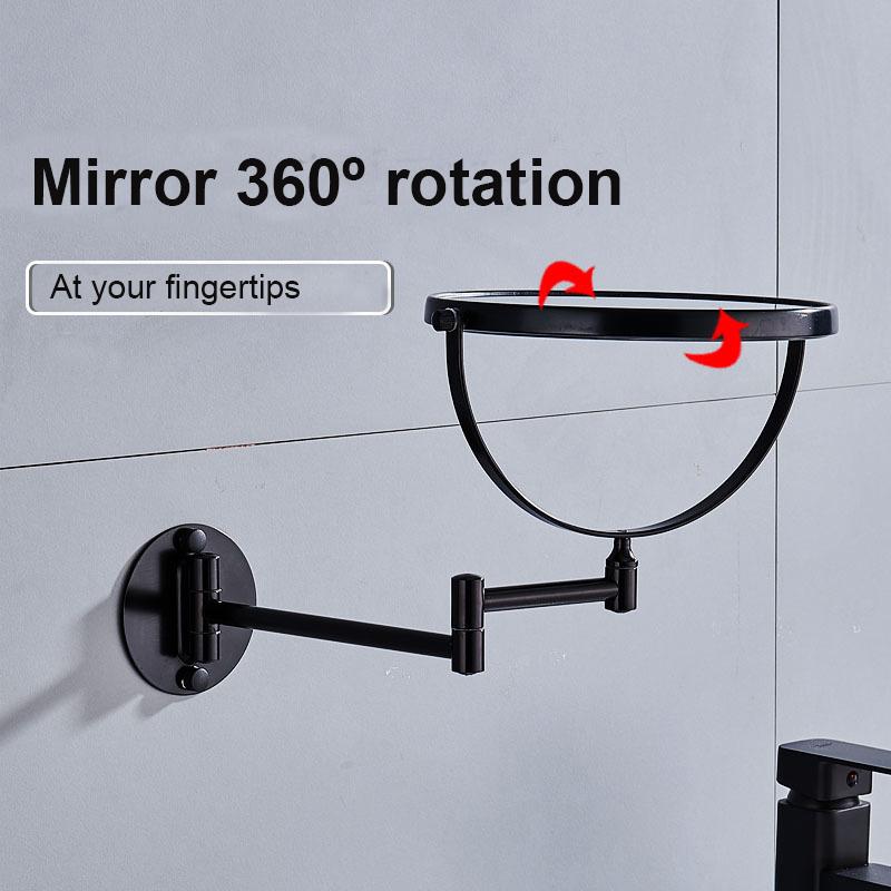 360°Rotating Double-Sided Wall Mirror - Aluminum Alloy Bathroom Makeup Mirror with 3X Magnification, Foldable & Angle-Adjustable