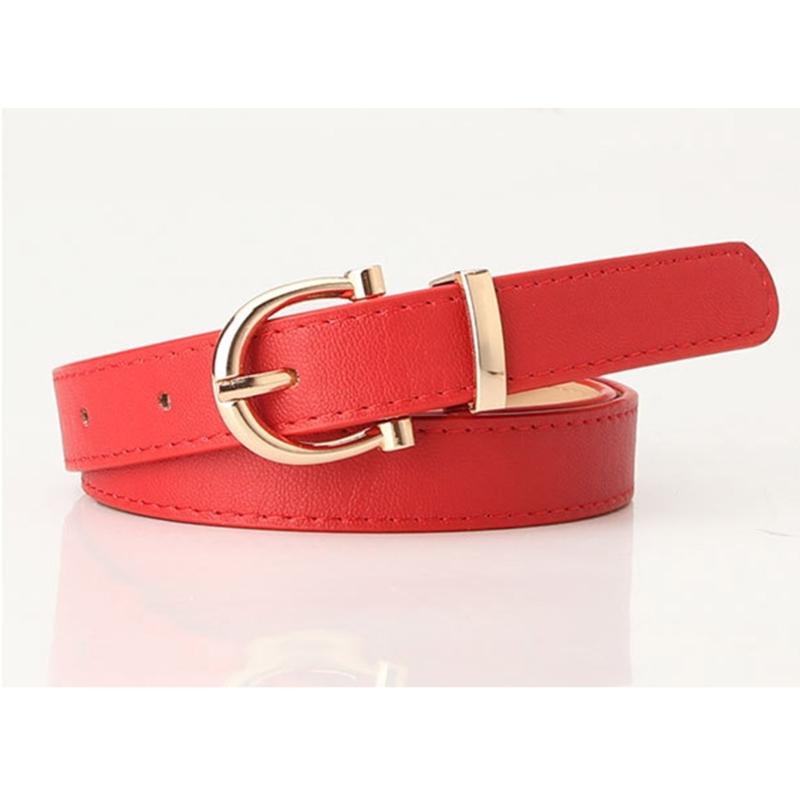 Adjustable Golden Oval Shape Buckle Thin Belt PU-leather All-match Belt Hot Girl Women Waist Belt for Coat Skirts Jeans