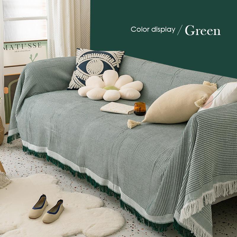 Ins Cream Yellow Sand Hair Towel Solid Color Sofa Cover Cloth Towel Full Cover Universal Cover All Inclusive Non-Slip Sofa Towel