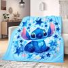 Stitch Cartoon Flannel Blanket Print for Travel Picnics Bedrooms Sofas Beds Chairs Home Decor Available