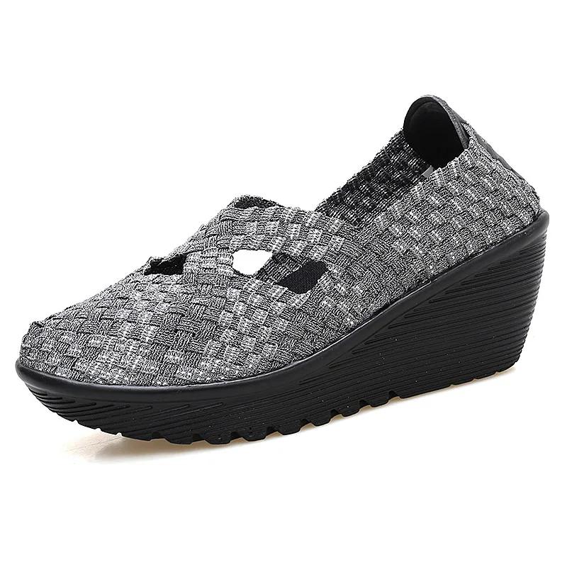Fashion Women's Shoes Flat Platform Summer Woven Sneakers for Walking Femal Casual Loafers 5CM High Quality Tenis Women Zapatos De Mujer