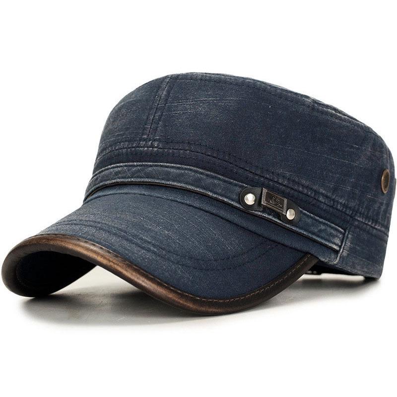 

Мужская корейская военная кепка : Дышащая, повседневная, унисекс плоская кепка на все времена года. Adjustable for 55-59cm Head Circumference