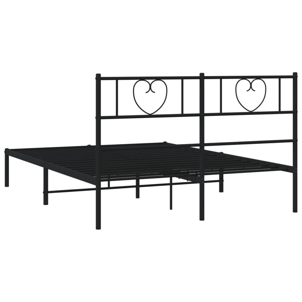 Metal Bed Frame with Headboard Black 120 X 200 Cm