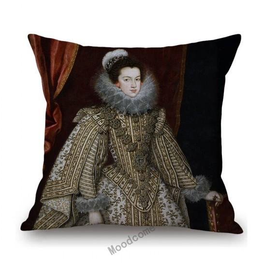 Royal Court Portrait Oil Painting Duchess Princess Ladyship Home Decoration Art Sofa Cotton Linen Throw Pillow Cushion Cover