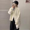 Women's Korean Style Stand Collar Double Zipper Knit Cardigan