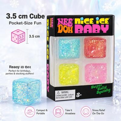 Four Small Colorful Squares. Press-and-play Stress-relieving Toy Made of Maltose. Press-and-play.