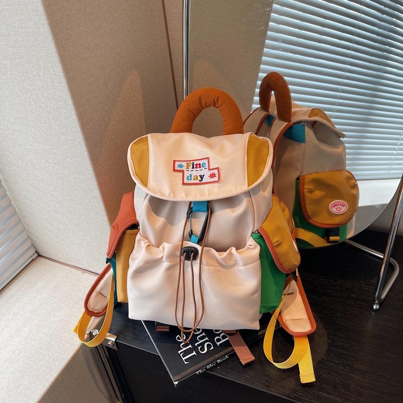 Casual large-capacity women's backpack, new contrasting colors, versatile commuter backpack, college student schoolbag