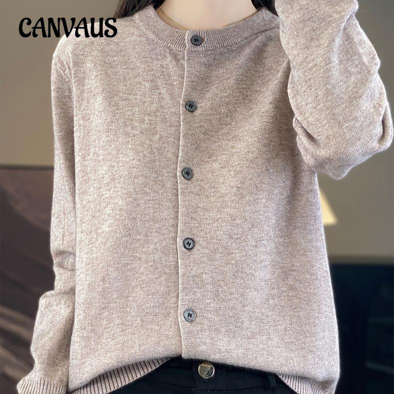 Cardigan pour femme printemps et automne couleur unie col rond simple boutonnage tricoté bas veste pull pour femme