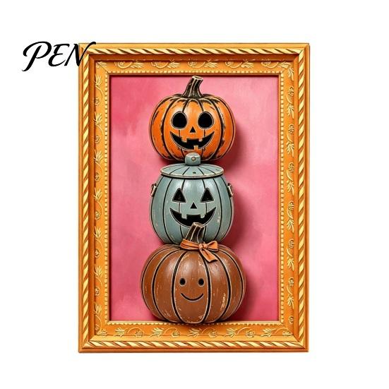 Waterproof Fridge Magnets Halloween Pumpkin Frame Refrigerator Magnet, Vintage Ghost Whiteboard Decorative Magnet for Holiday Party