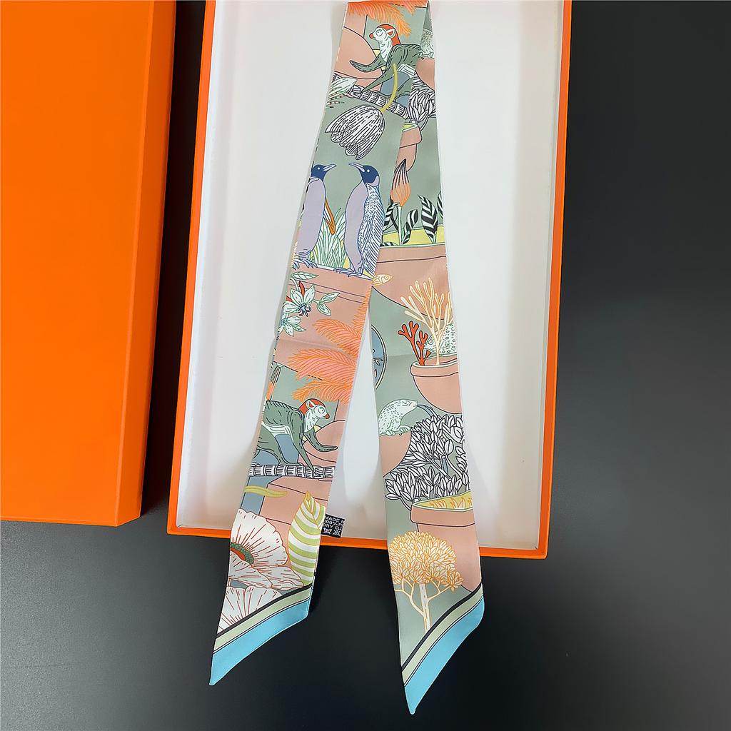 Double Colored Paisley Twill Silk Scarf New Brand Design Luxury Scarf Women Foulard Skinny Bag Scarves Neckerchief Hair Headband