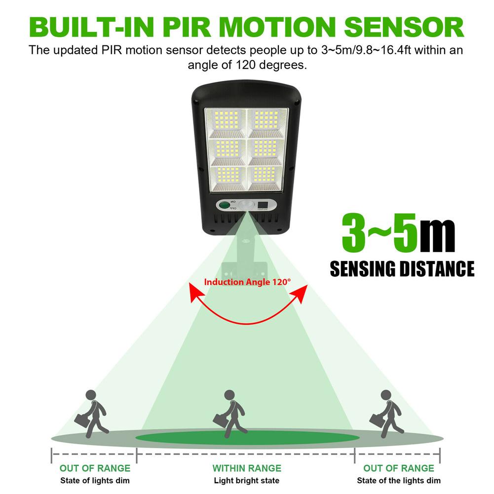 Solar Wall Light Built In Pir Motion Sensor 3 Modes 120led Super Bright Lamp With Remote Control