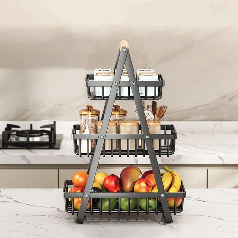 2-Tier Design Kitchen Organizer Space-Saving Vegetable Storage Basket  Dining Room