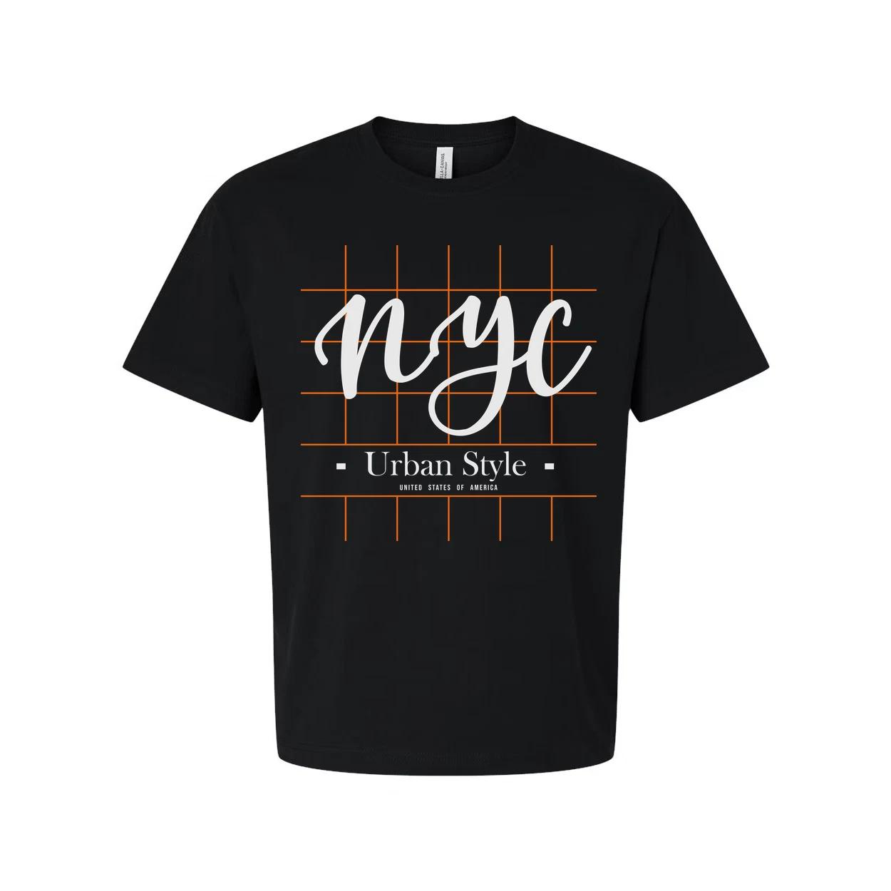 

NYC Grid Graphic Unisex Short Sleeve Tee With Urban Style Logo And Modern Grid P 2XL