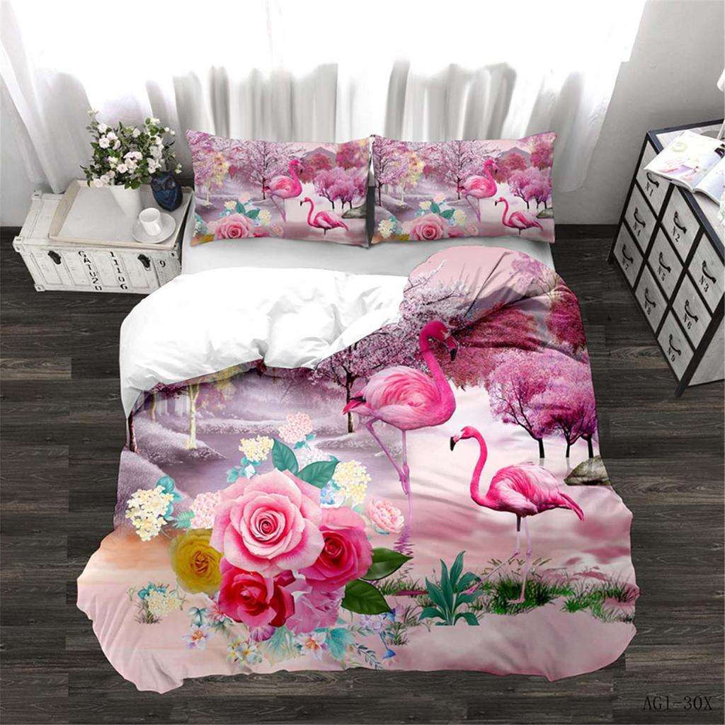 Romance Love Roses Duvet Cover Set Comforte Printed Cartoon Twin Size Bedding Sets Christmas Gifts 3-piece