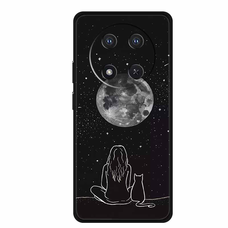 For Honor X9c Case X 9 c Coque Flowers Black Silicone TPU Soft Back Cover For Honor Magic 7 Pro Magic7 5G lite Phone Case Funda