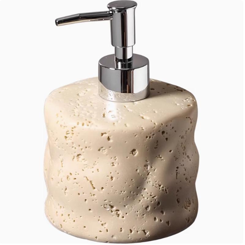 Light Yellow Imitation Cave Stone Soap Dispenser, Bathroom Supplies, Shampoo Dispenser, Soap Box, Sink, Storage Tray, Resin