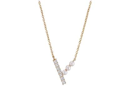 [NAOTJEWELRY] [Naot Jewelry] Women's Necklace Cubic Zirconia Pearl Gold CZ&Pearl V Necklace