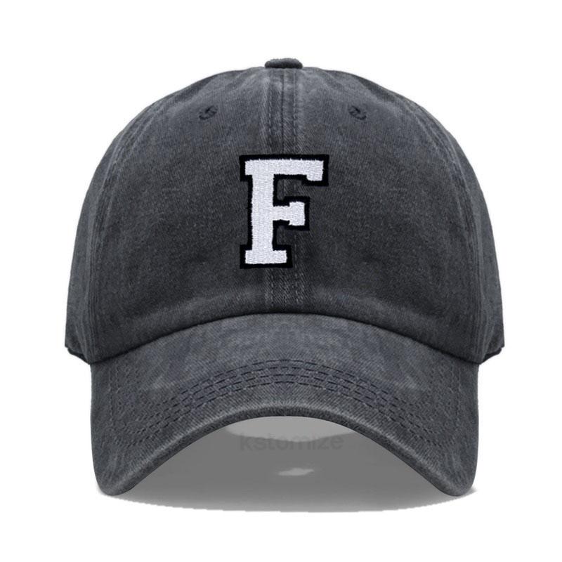 Vintage Washed Cotton Dad Hat Baseball Cap - 2-Tone A-Z Initial Embroidery Adjustable Unisex Team Cap for Men Women