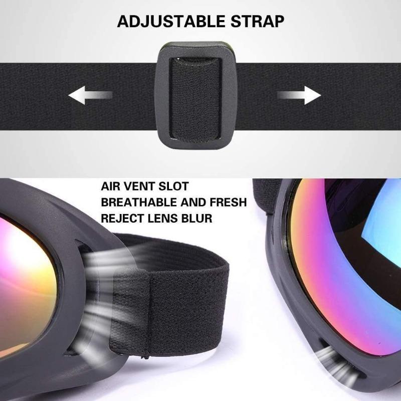 Versatile Windproof Sports Goggles for Skiing, Cycling & Motorcycle Riding, Durable PC Frame & Lens, Black