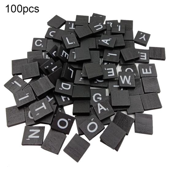 

100 Pcs English Letter Alphabet Wooden Cube Blocks Kids Game Educational Toy чёрный