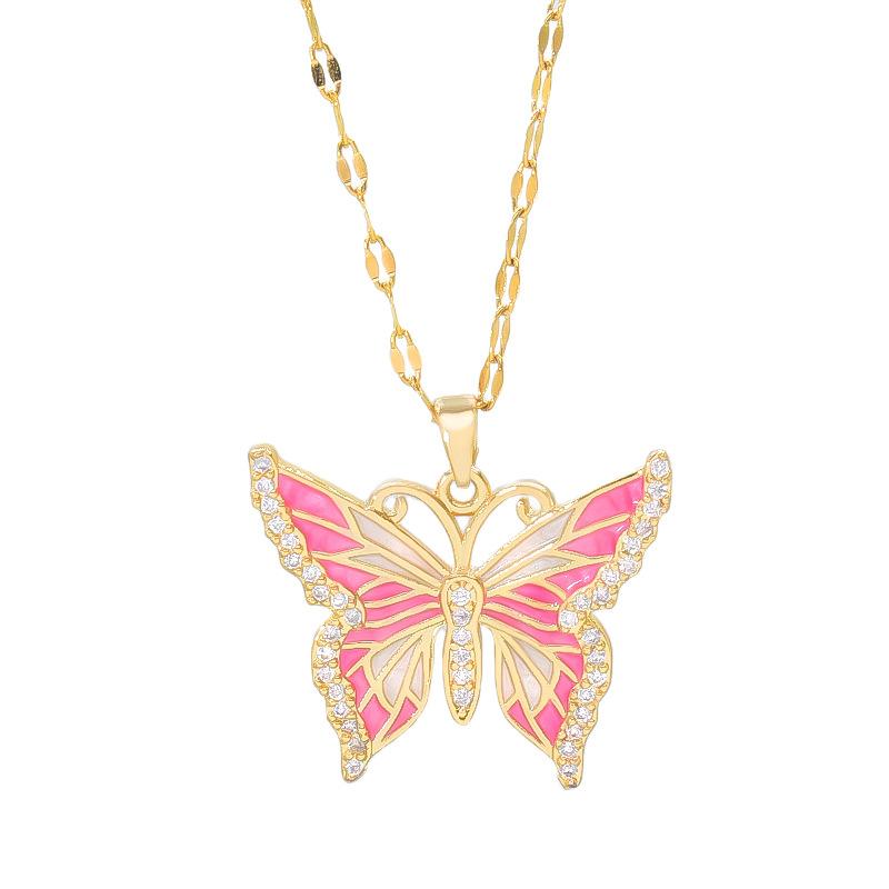 Butterfly Necklace Women'S Design Trend Painted Pendant Collarbone Chain