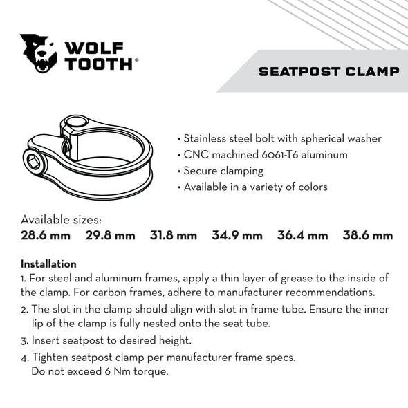 Wolf Tooth Sattelklemme Schwarz 31,8 mm