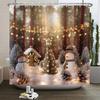 ZHL22Christmas Shower Curtain for Bathroom Waterproof Decoration with Hooks Weighted Lead Hem Heavy Duty Polyester Bath Curt2Ol%