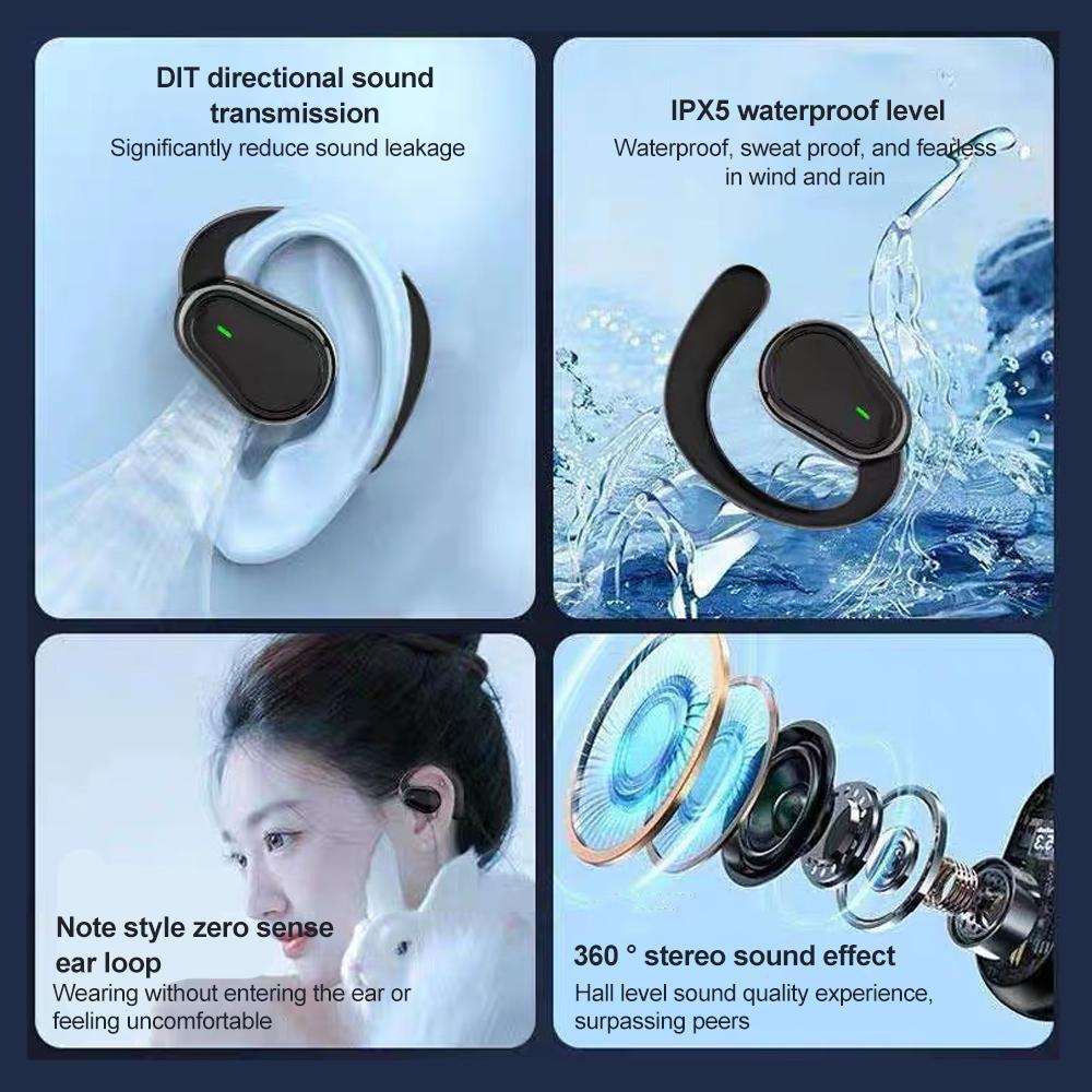 Bluetooth 5.3 Headphones Wireless Sports Headsets Ear Hook Earphones Waterproof HiFi Stereo Noise Reduction Earbuds for Android iOS Workout Gym Sports