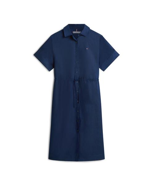 TOMMY HILFIGER Linen Shirt Collar Midi Dress