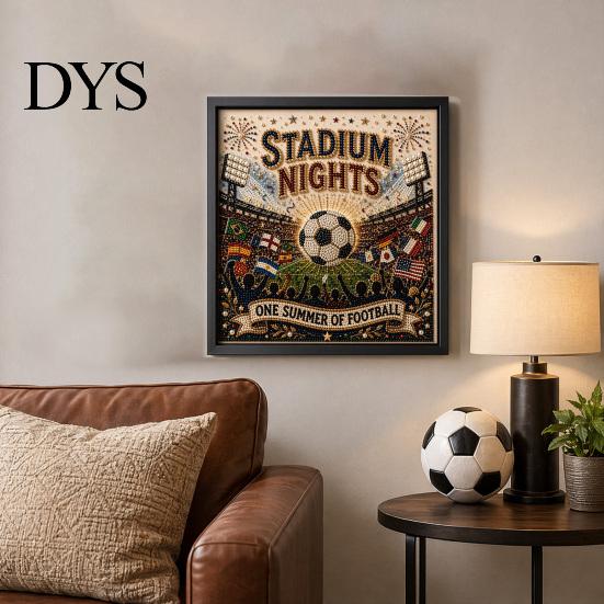 DIY Pearl Painting Football Stadium Kit, Soccer Ball Art Craft Kit for All Skill Levels Nights 3D Beginners Fans Gift Relaxing Activity