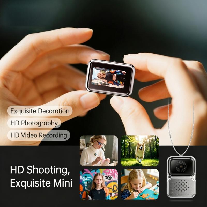 Thumb Necklace Camera 32GB Memory Card Compactly Wearable Keychain Camera For Photos Videos And Trendy Outfits Decors