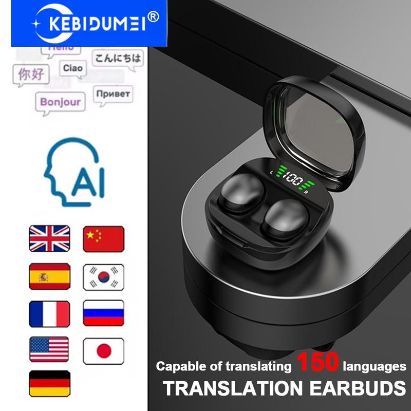 AI Translation Earbuds 150 Languages Translating Eearphones Mini Noise Canceling Headphones Wireless Bluetooth 5.3 Headsets