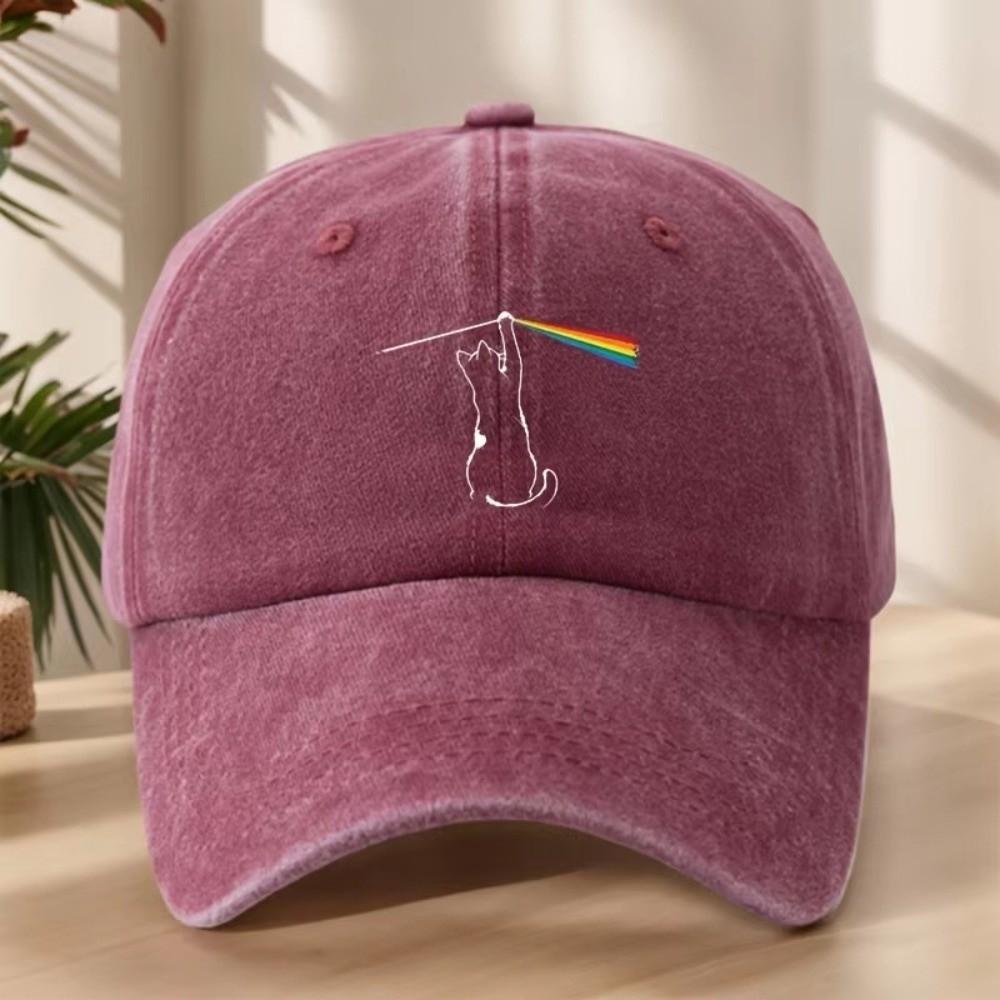 Curved Brim Baseball Cap Washed Cotton Adjustable Hat Retro Dad Hat For Men Women
