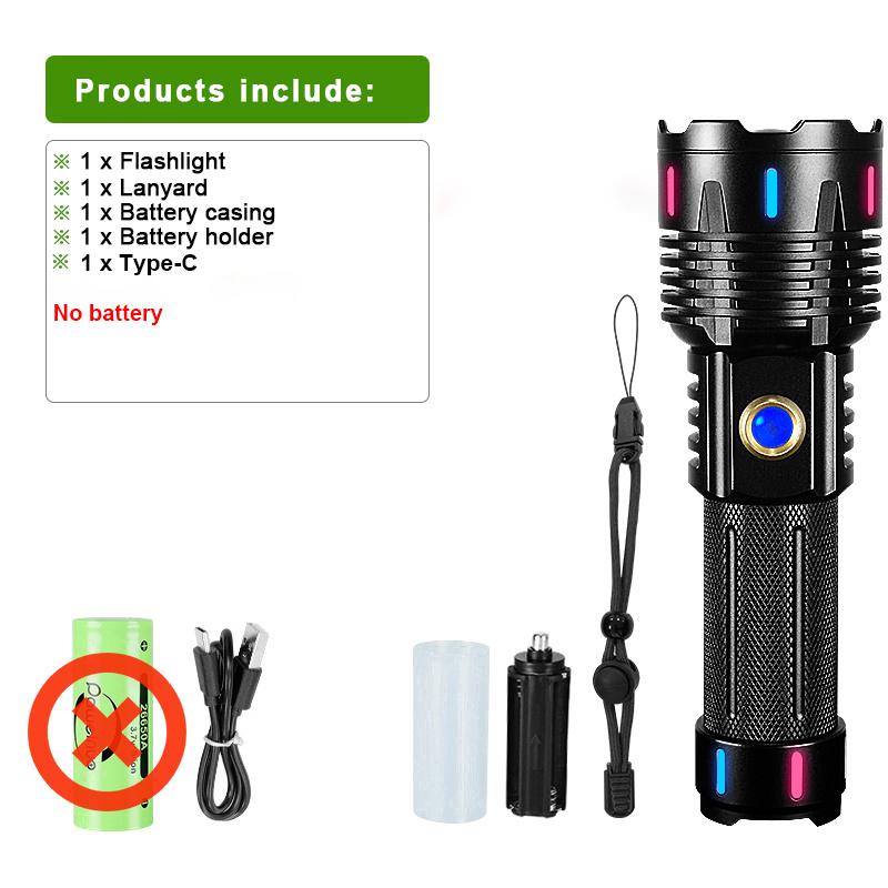 Strong Light LED Flashlight Long Shot 1500M Powerful Torch Light With Fluorescent Lights Zoomable Lantern Outdoor Camping Fishing Flashlights