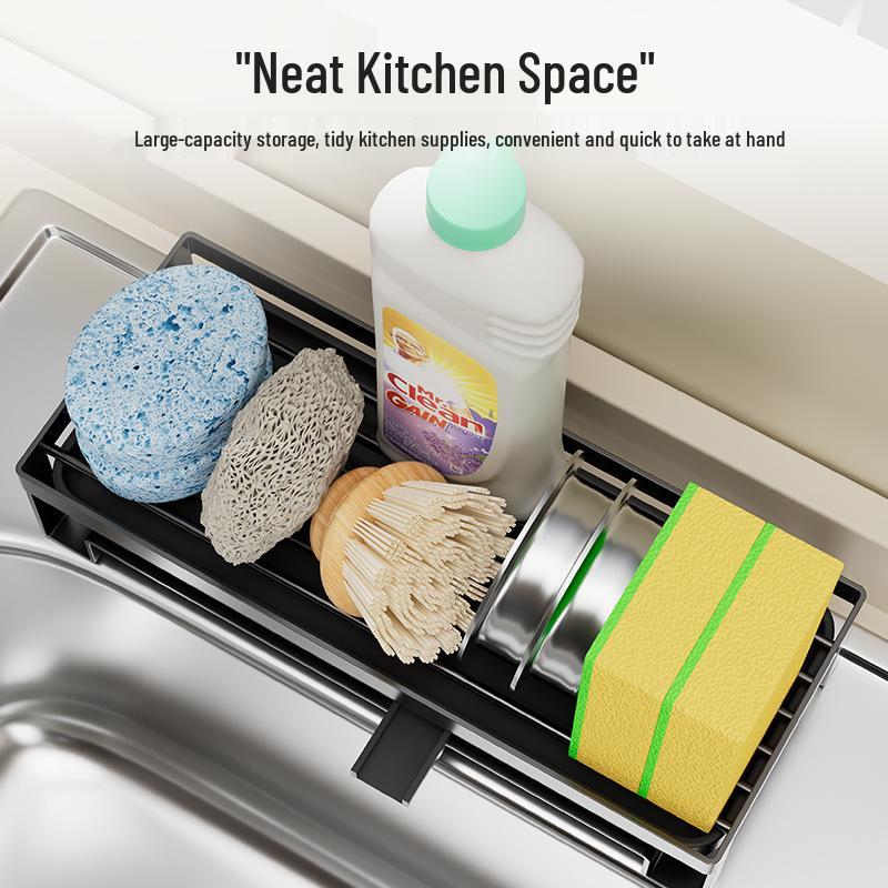 Stainless Steel Multifunctional Sink Sponge & Dishcloth Holder Rack