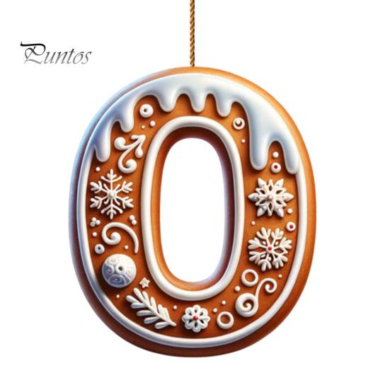 1/26Pcs Gingerbread Alphabet Ornaments 26 Initial Letter Candy Cane Pendant with Berries Pattern Mini Monogram Christmas Tree Hanging Decoration