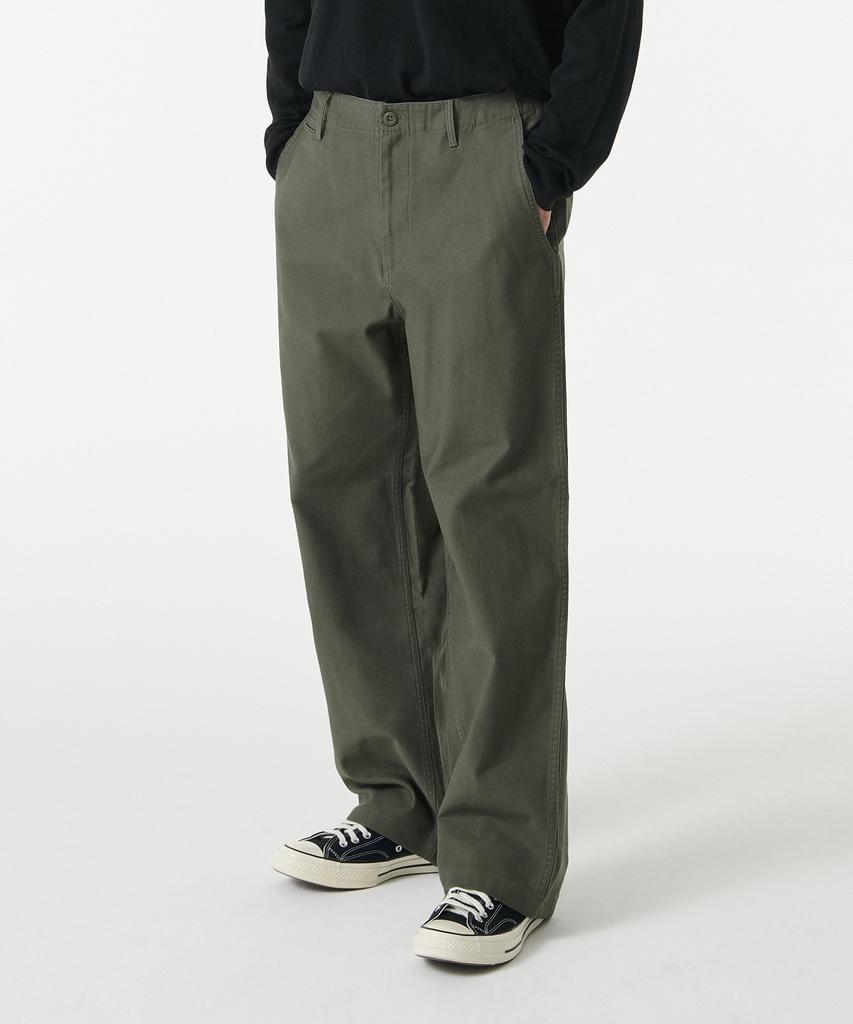 Musinsa Standard Back Satin Wide Officer Pants [Khaki]