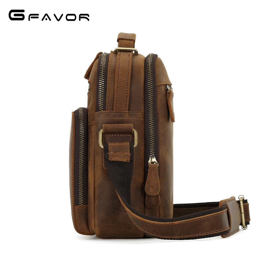 Pánská crossbody taška z pravé kůže - Crazy Horse Velkokapacitní multifunkční taška pro dojíždění