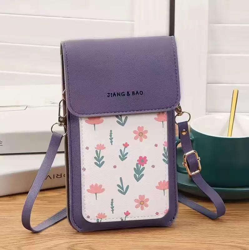 2026 Women's Compact Printed Phone Crossbody Bag with Touchscreen & Charging Port