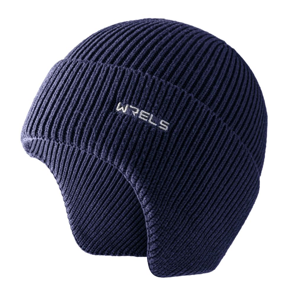 

WRELS Earmuff Hat Winter Warm Windproof Knitted Cap Unisex Cold-proof Outdoor Mountaineering Skiing Hiking Thickened Beanie Hat темно-синий