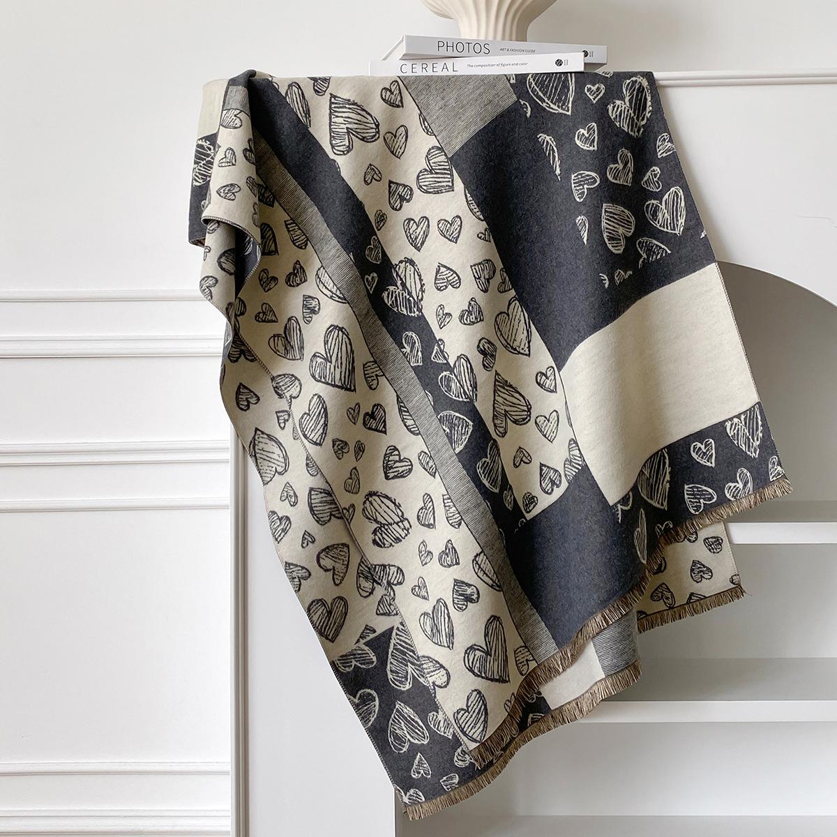 

Любовный шарф Женский зимний теплый утолщенный платок Двусторонний шарф из искусственного кашемира Шарф 185*65cm серый