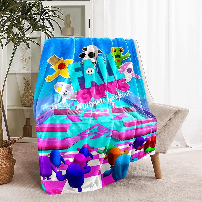 Game Fall guys printed throw blanket—lightweight,soft,warm;versatile blanket all seasons—perfect air-conditioning throw,nap blanket