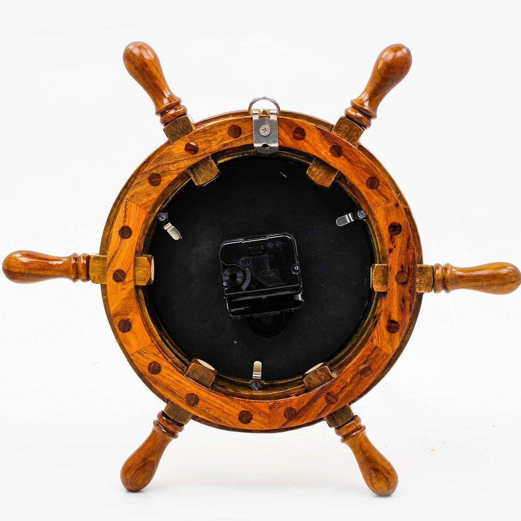 14" Authentic Nautical Time Tide Clock Porthole Ship Wheel | Navy Pirate's Gift & Decor | Nagina D6-2UX1-VEAG