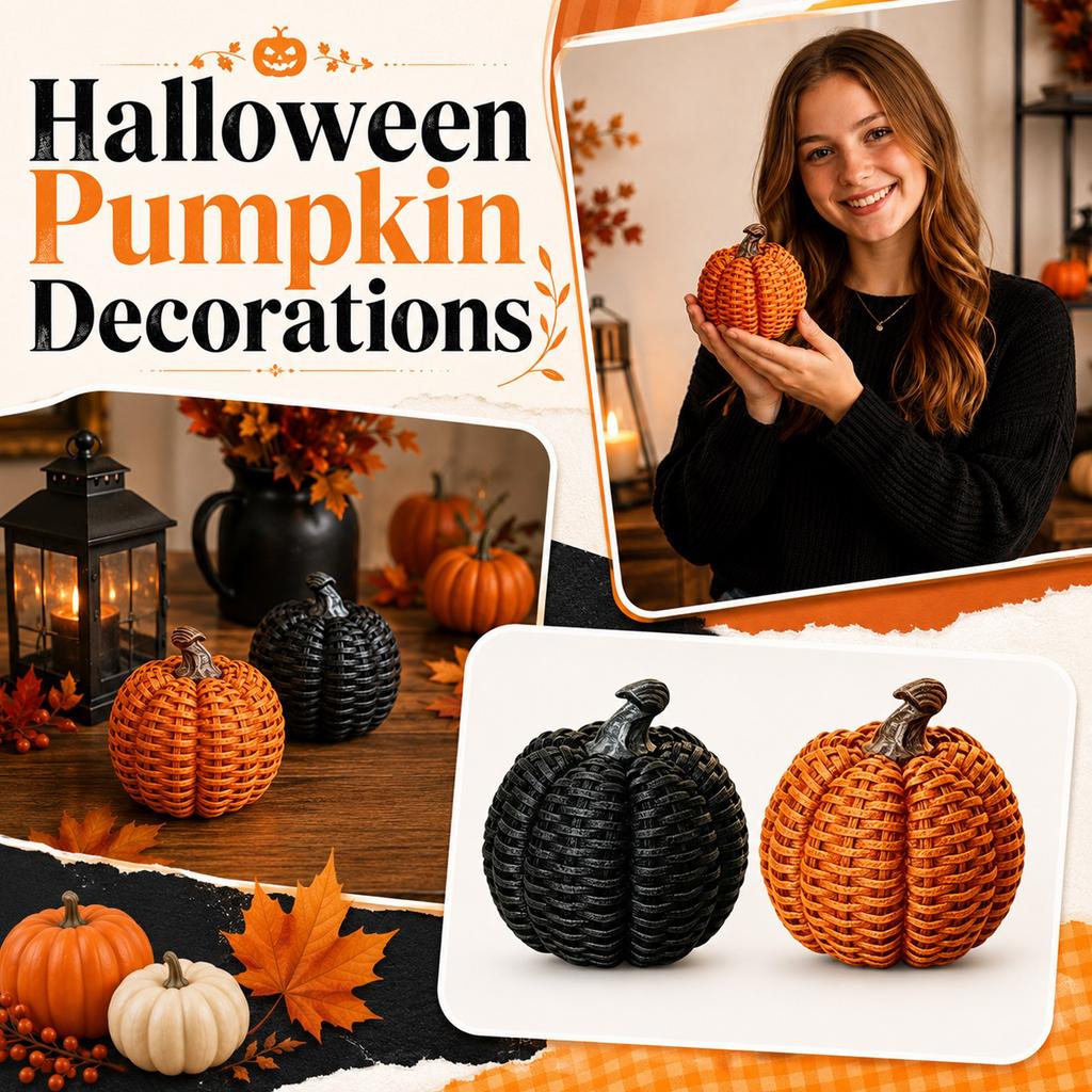 Pumpkin Resin Ornament with Look Vintage Distressed Home Decor for Halloween Thanksgiving Tabletop