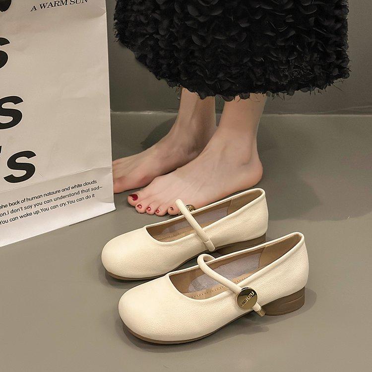 

Mary Jane single shoes girl 2025 spring and summer new thick heel evening fairy wind gentle with skirt high heel small leather shoes 40
